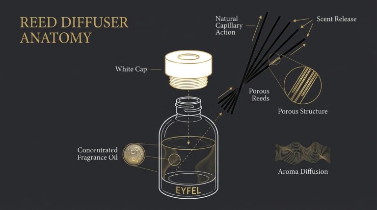 Reed diffuser anatomy illustration